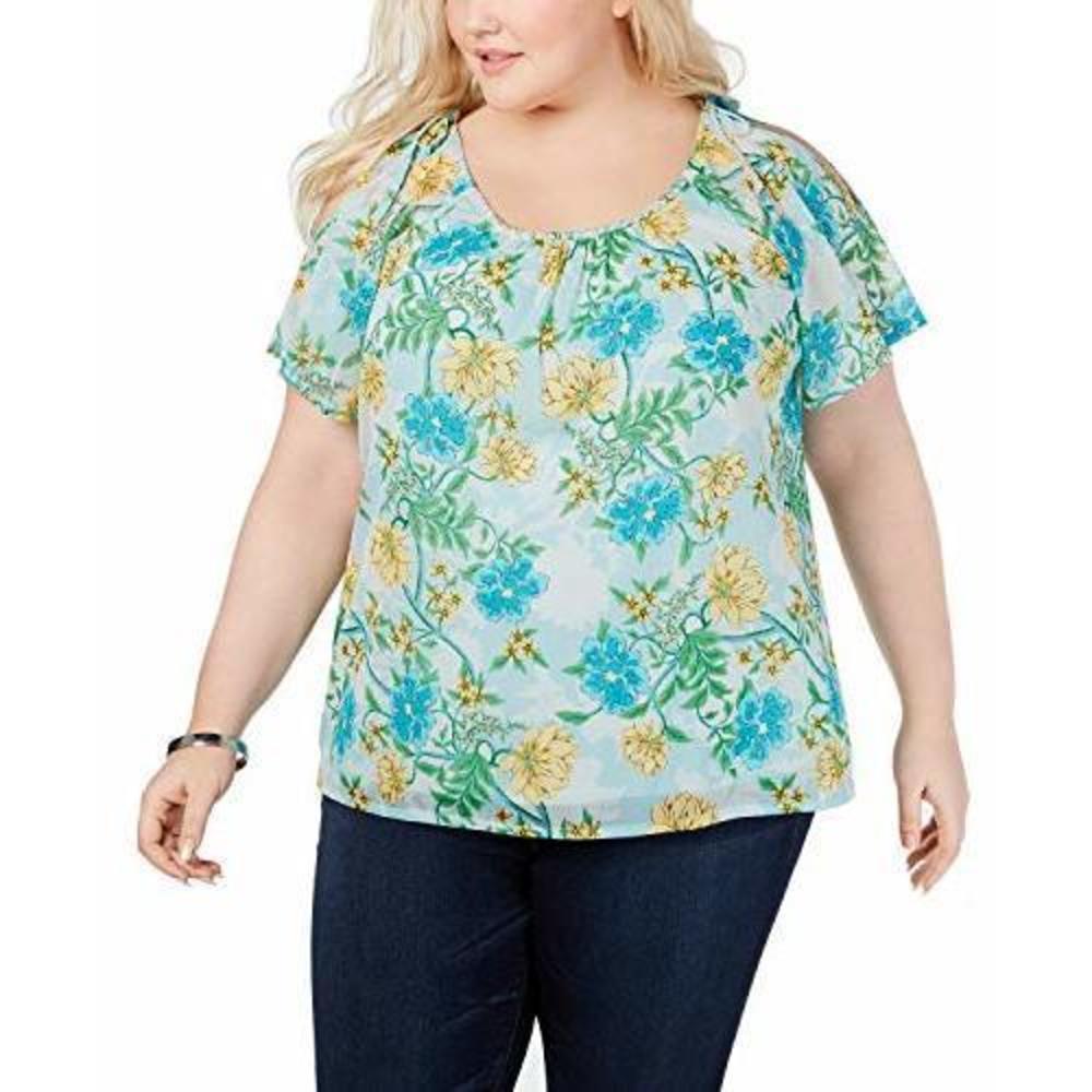 I.N.C. Plus Size Cold-Shoulder Top - Green 4X